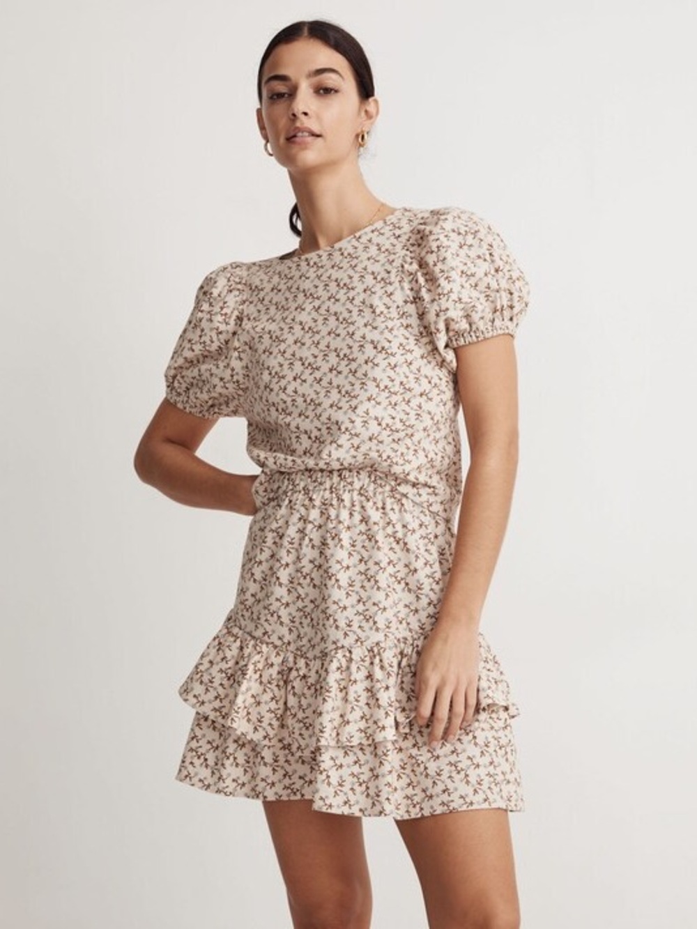 Madewell Flannel Floral Tiered Pull on Mini Skirt